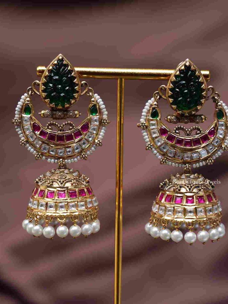 Gorgeous Polki Jhumkas Green