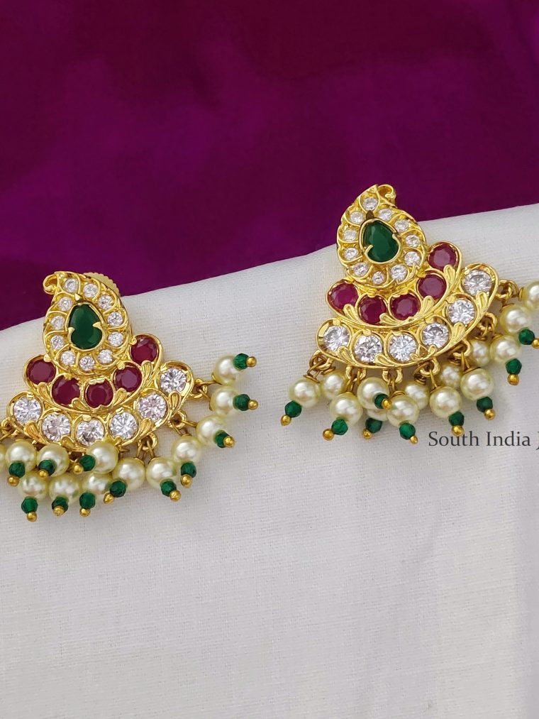 Pretty Chandbali Earrings with Pearls