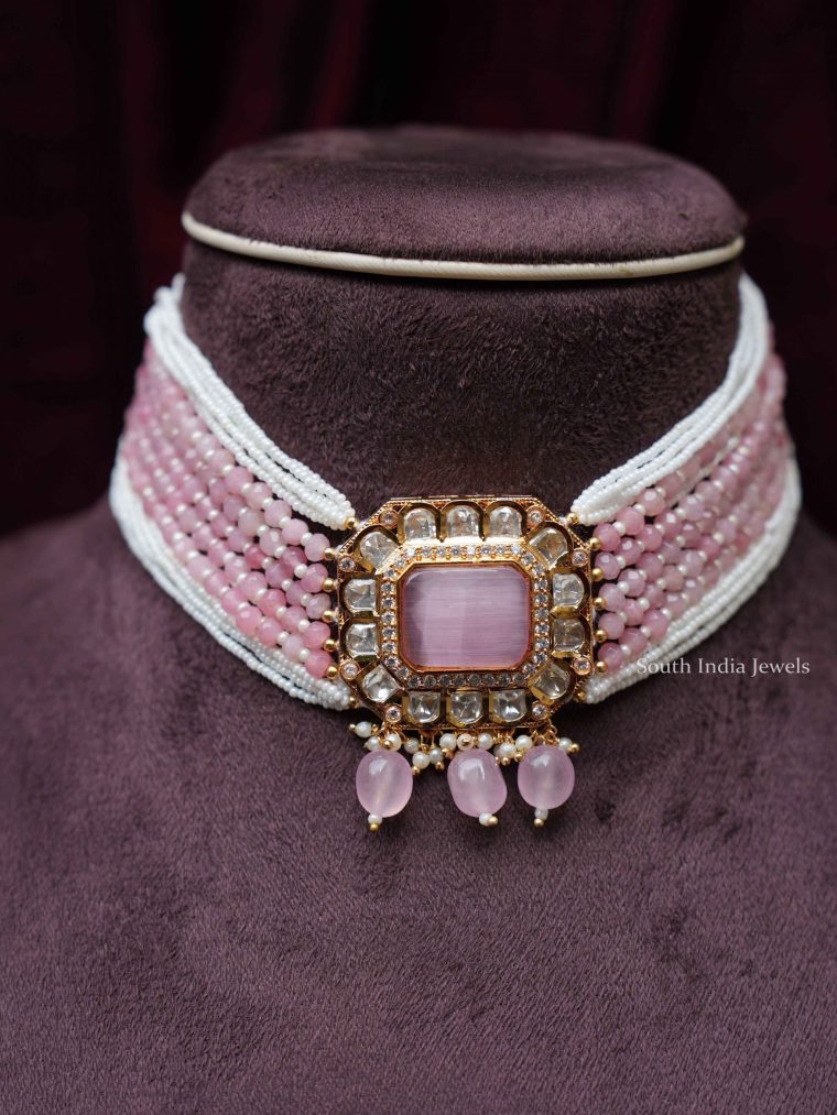 Pretty Pastel Pink Pearl Choker Set