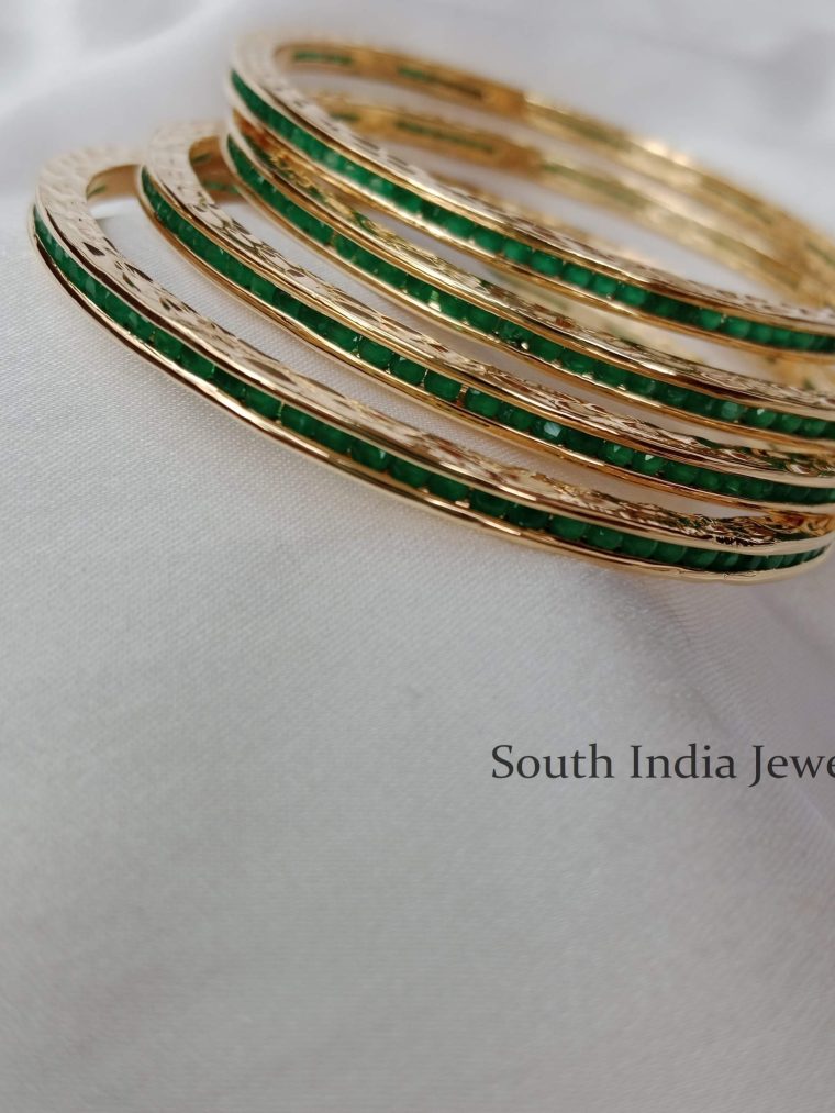 Amazing Emerald bangles with Gold border