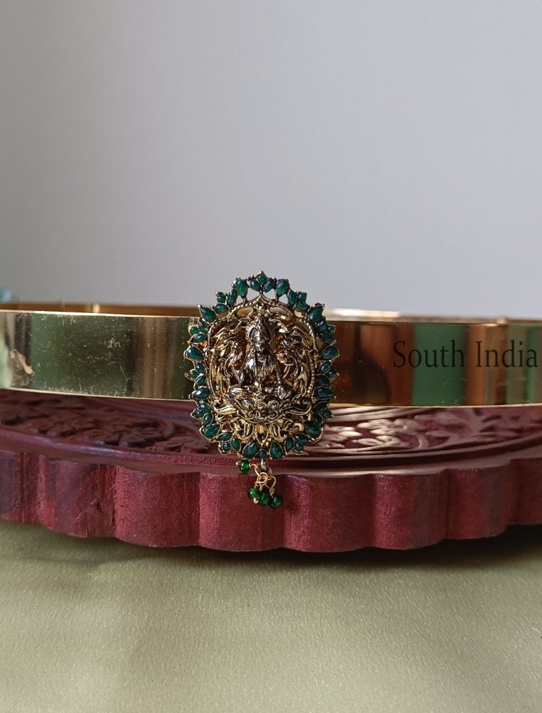 Astonishing Green Stone Lakshmi Design Hipbelt