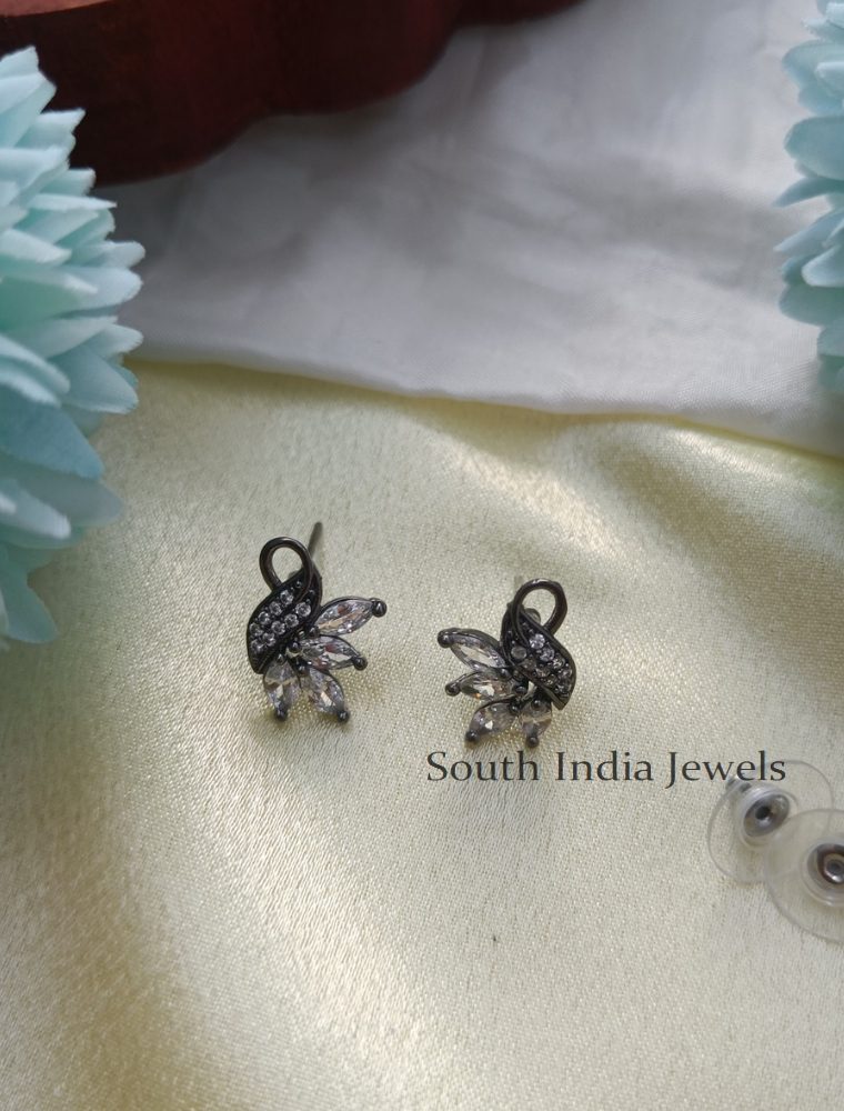 Stunning Oxidised Diamond Stone Look Studs