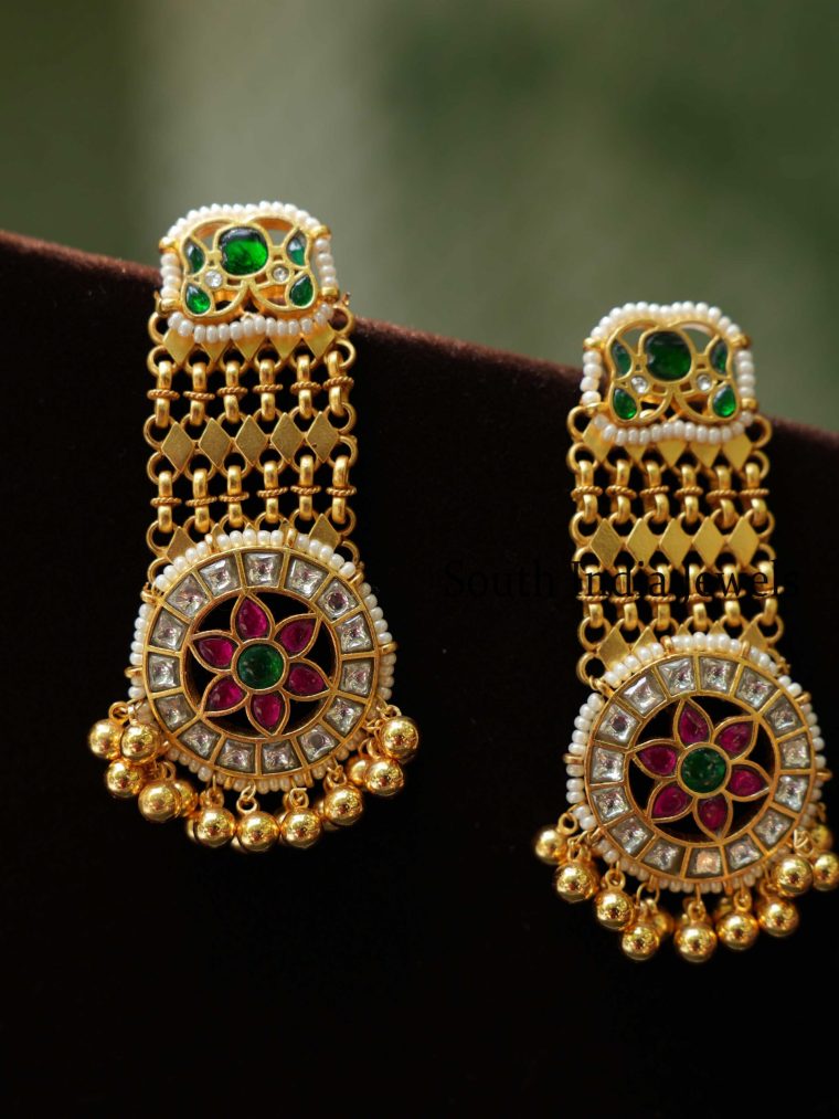 Charming Green Designer Polki Earrings