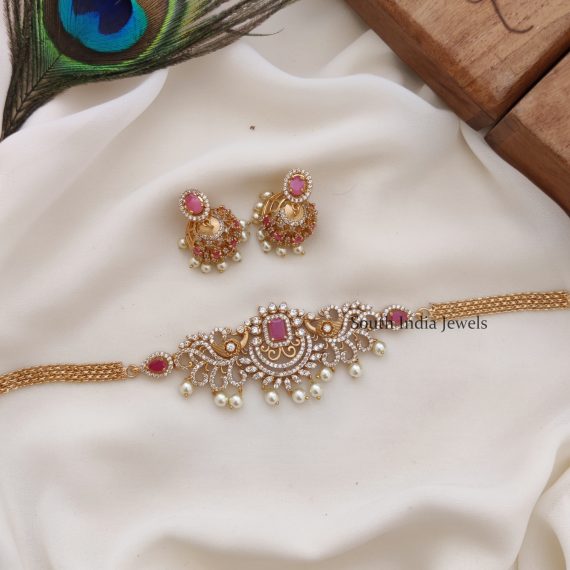 Elegant Peacock AD Stone Choker