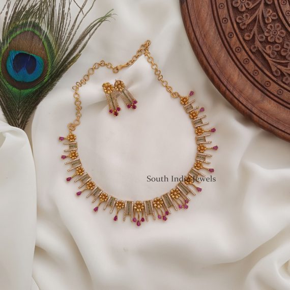 Gorgeous Flower Design AD Necklace