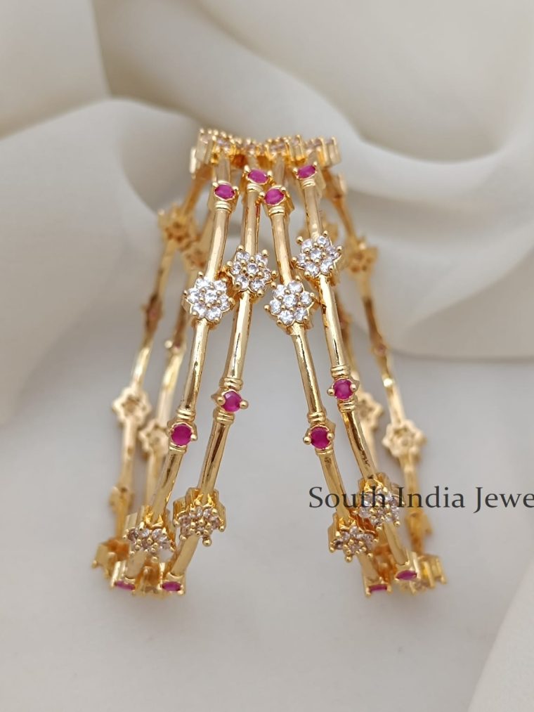 Amazing Set Bangles Ruby and White