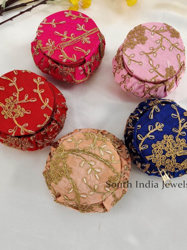 Beautiful Assorted Colours Embroidery 4 Inch Matki Boxes for Gifting