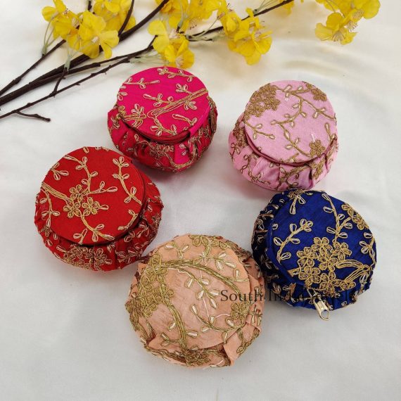 Beautiful Assorted Colours Embroidery 4 Inch Matki Boxes for Gifting