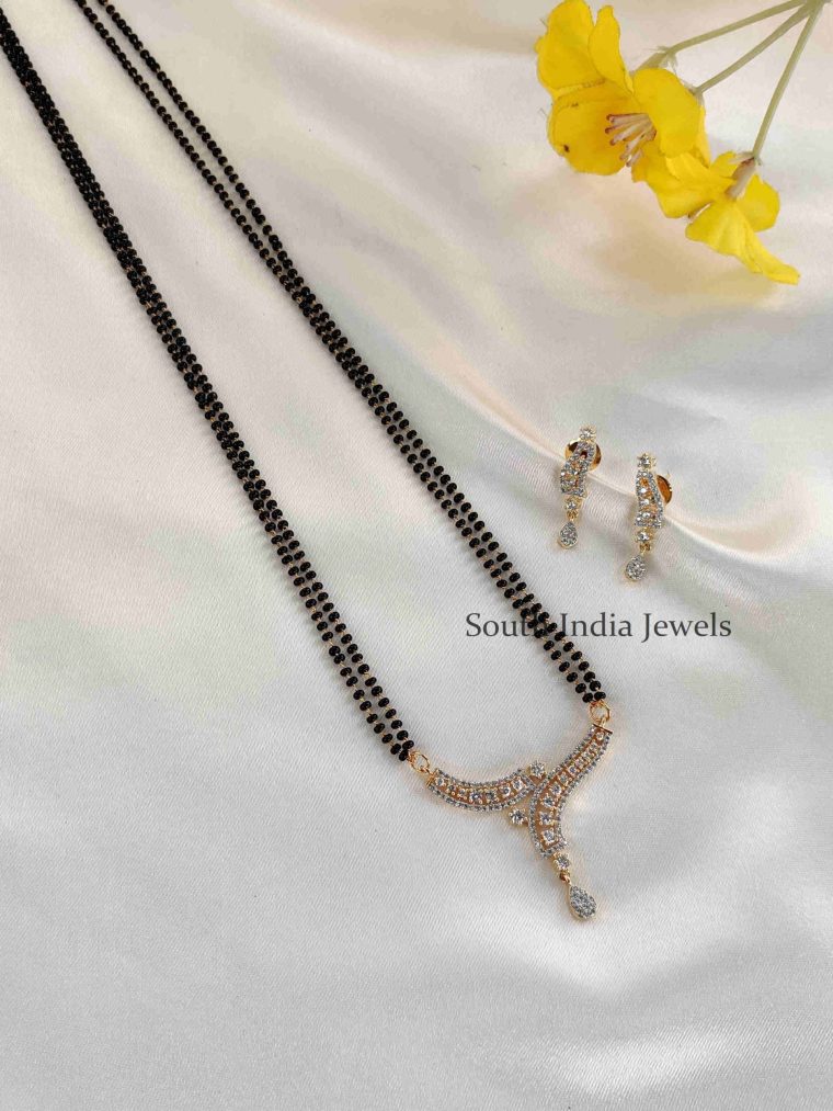 Stylish CZ Pendant Mangalsutra Set