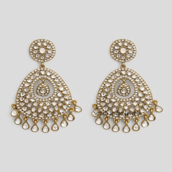 Wonderful Copper Kundan studded Teardrop Big Earrings