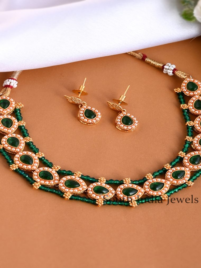 Wonderful Green Beaded Choker Set