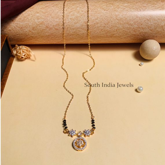 Amazing Gold Plated Black Beaded & American Diamond Mangalsutra