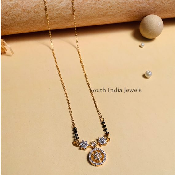 Amazing Gold Plated Black Beaded & American Diamond Mangalsutra