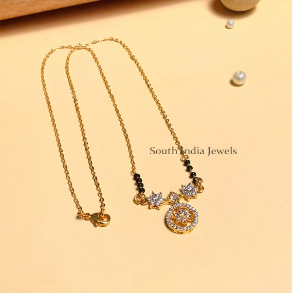 Amazing Gold Plated Black Beaded & American Diamond Mangalsutra