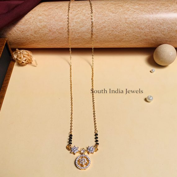 Amazing Gold Plated Black Beaded & American Diamond Mangalsutra