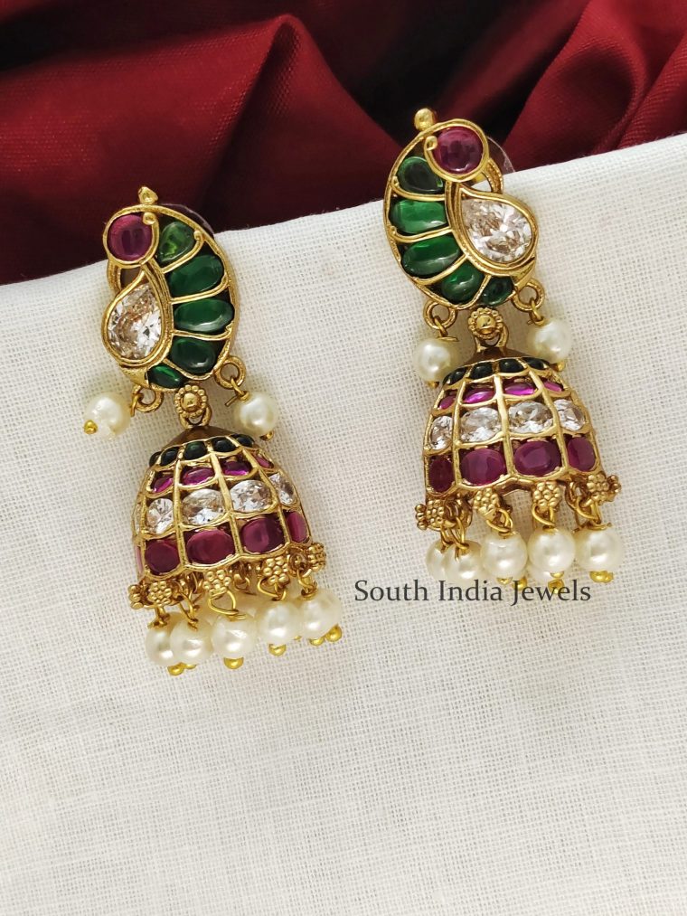 Kempu Style Jhumka Earrings