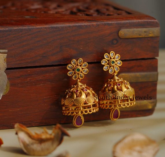 Stone Studs with Peacock Jhumkas