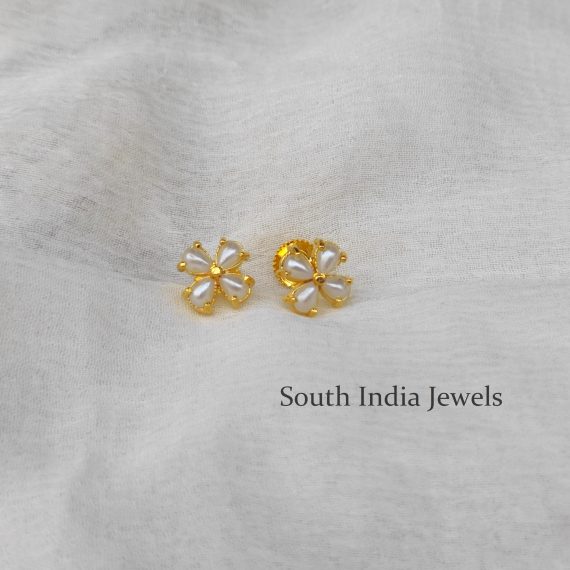 Beautiful Flower Design Pearl Studs