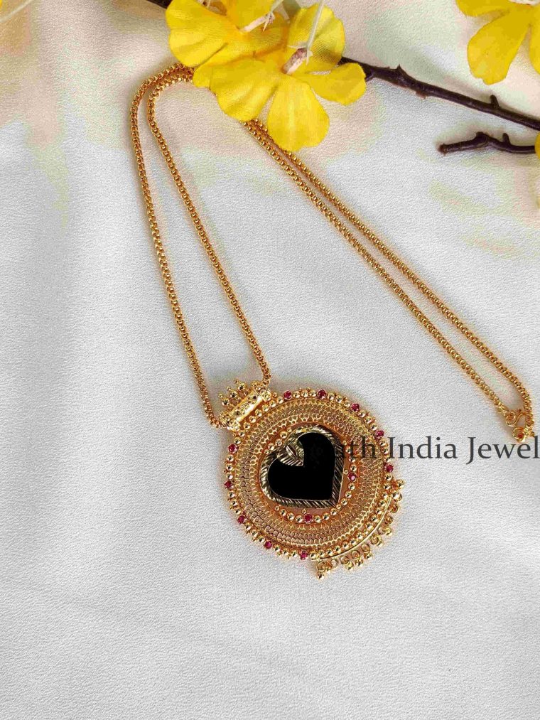 Cute Heart Palakka Kerala Style Pendant Chain