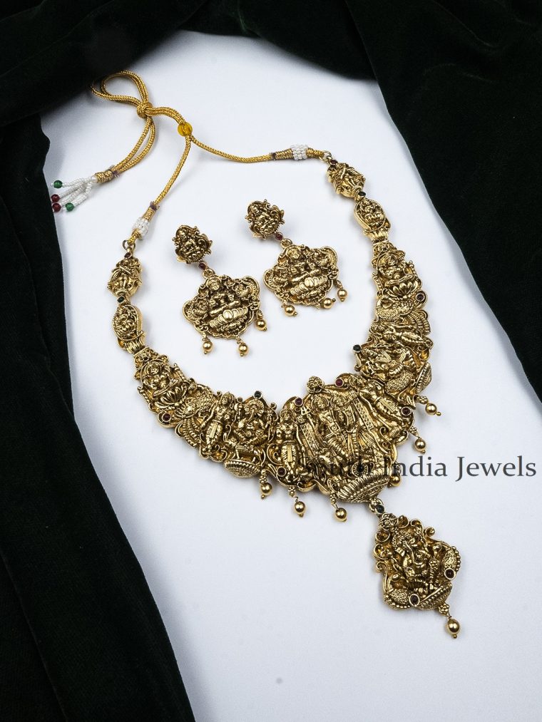 Ethnic Shiv Parivar Temple Necklace Set