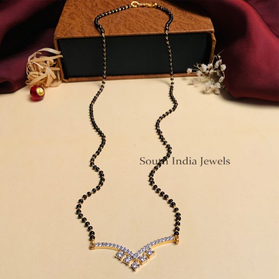 Exquisite Gold Plated Solitaire Diamond Mangalsutra