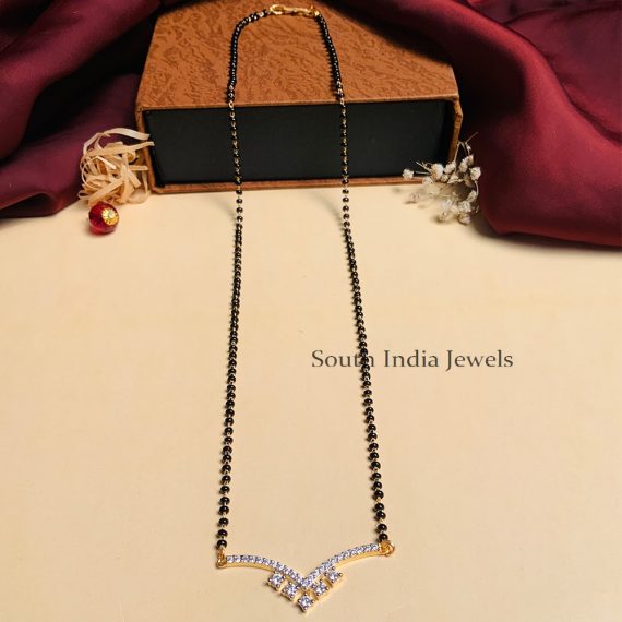 Exquisite Gold Plated Solitaire Diamond Mangalsutra