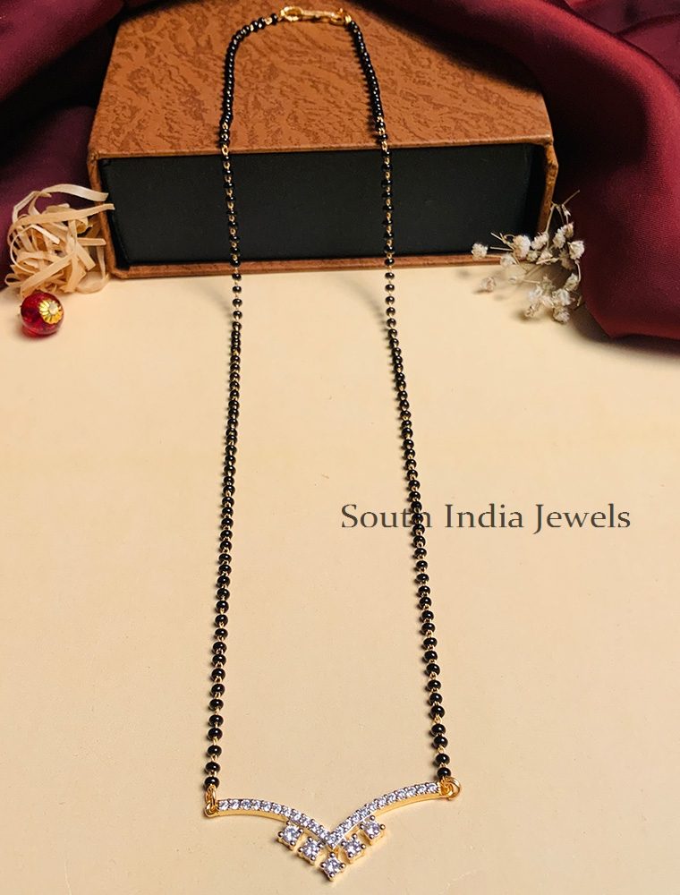 Exquisite Gold Plated Solitaire Diamond Mangalsutra