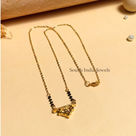 Marvelous Gold Plated Black Beaded & American Diamond Mangalsutra