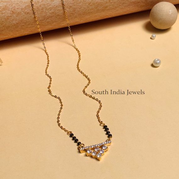 Marvelous Gold Plated Black Beaded & American Diamond Mangalsutra