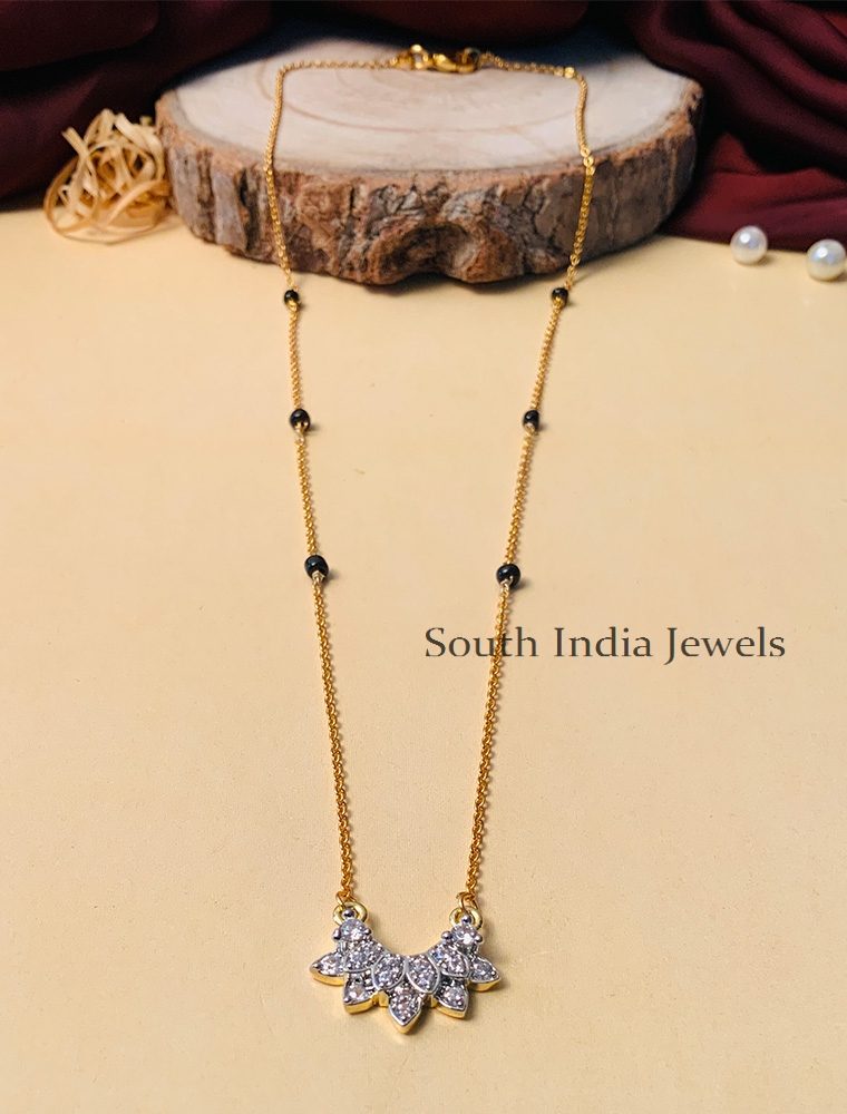 Marvelous Gold Plated Solitaire Diamond Mangalsutra