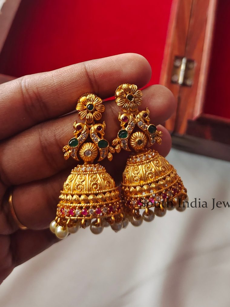 Marvelous Peacock Flower Trendy Jhumkas