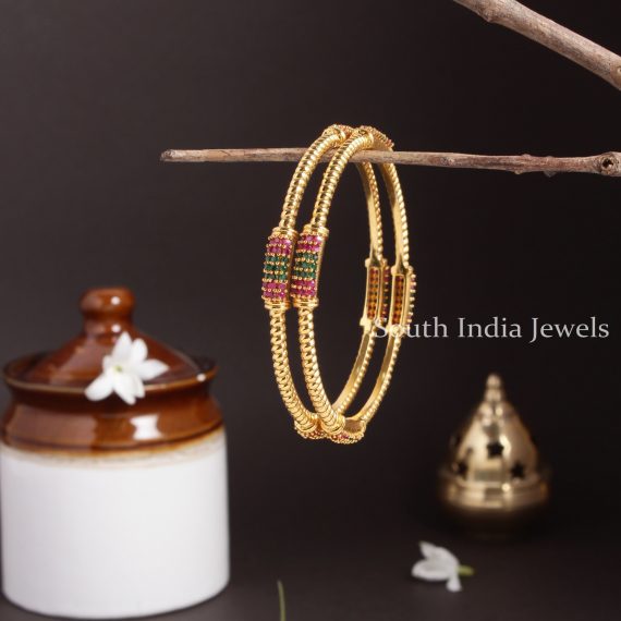 Mesmerizing AD Ruby Green Bangles