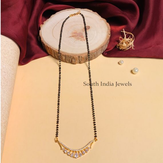 Sparkling Gold Plated Solitaire Diamond Mangalsutra