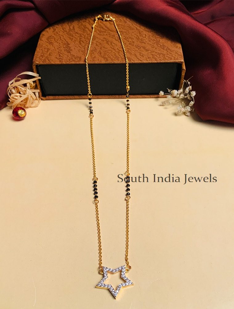 Sparkling Gold Plated Solitaire Diamond Mangalsutra