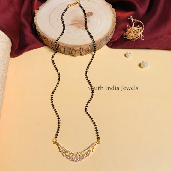 Sparkling Gold Plated Solitaire Diamond Mangalsutra