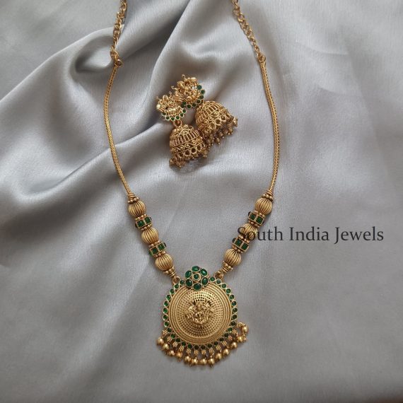 Traditional Lakshmi Long Neckpiece with Earrings