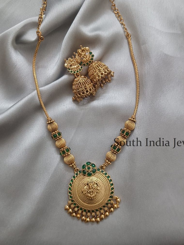 Traditional Lakshmi Long Neckpiece with Earrings