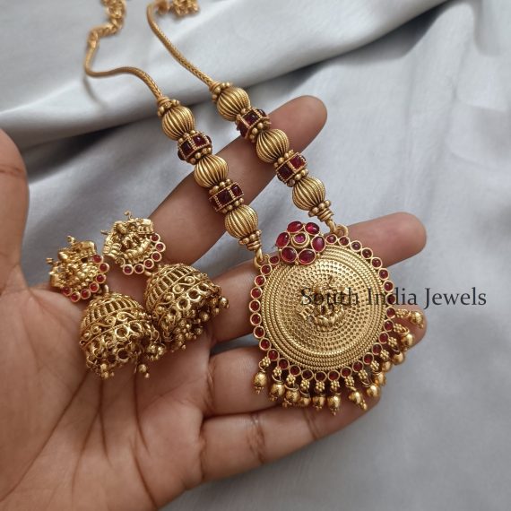 Traditional Lakshmi Long Neckpiece with Earrings