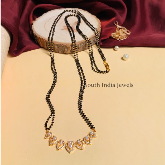 Trendy And Unique Gold Plated Solitaire Diamond Mangalsutra