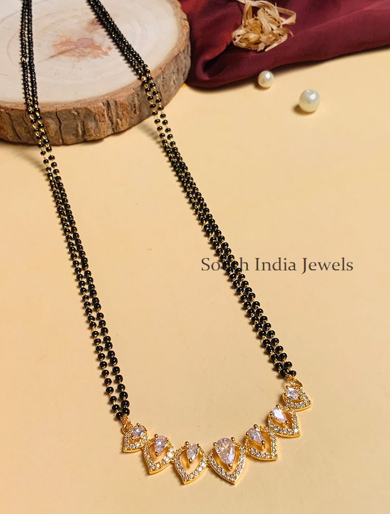 Trendy And Unique Gold Plated Solitaire Diamond Mangalsutra