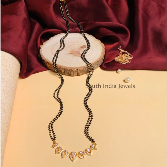 Trendy And Unique Gold Plated Solitaire Diamond Mangalsutra