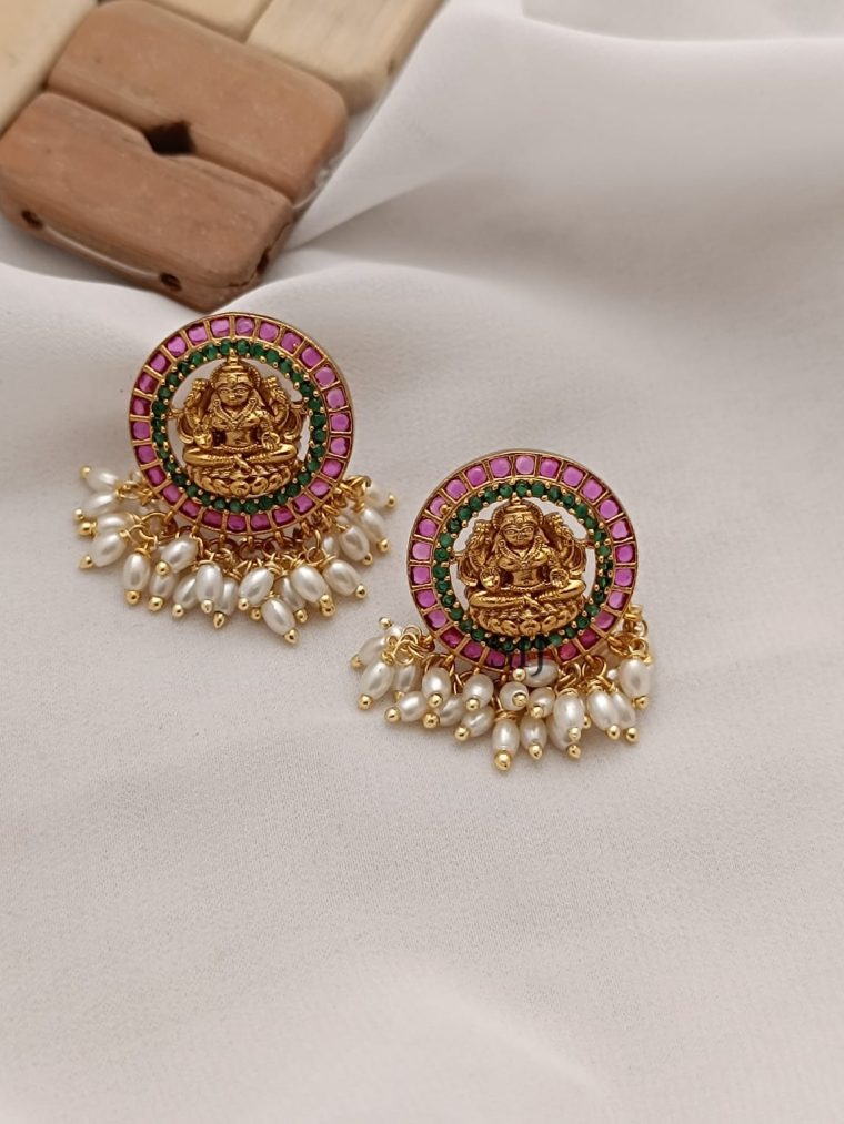 Antique Lakshmi Pearl Earrings