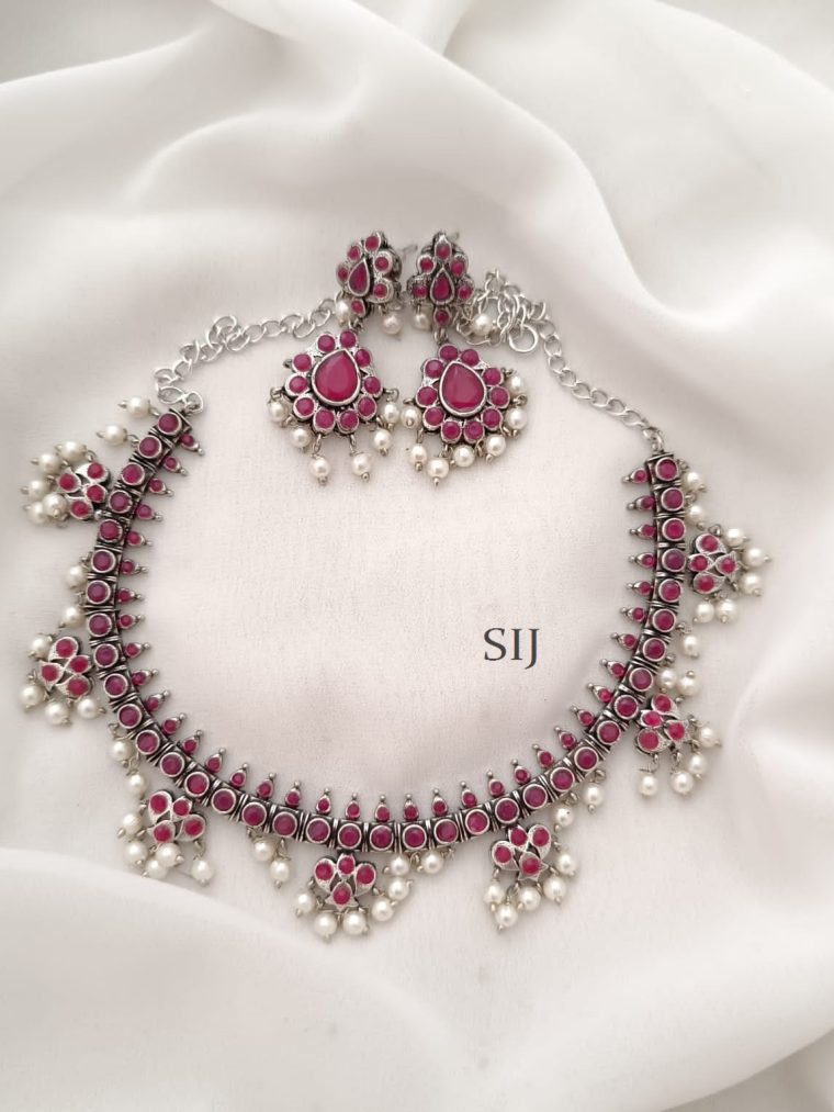 Astonishing Ruby German Silver Gutta Pusulu Necklace