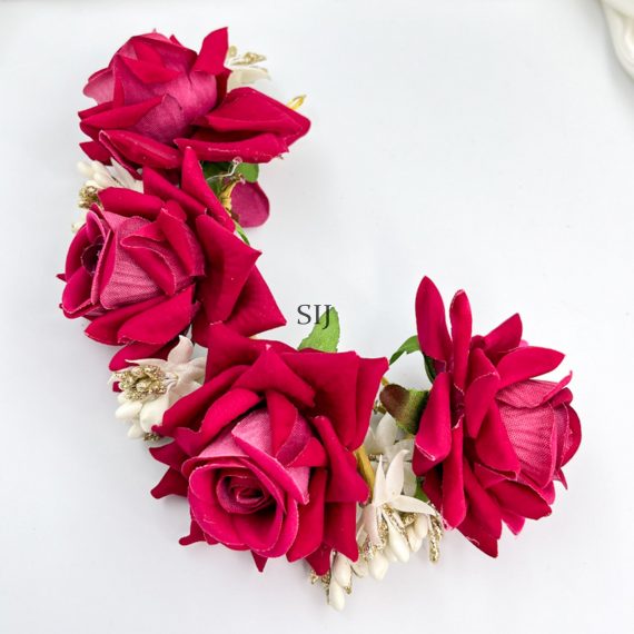 Beautiful Rose with Handcrafted Flower Hair Bun 01