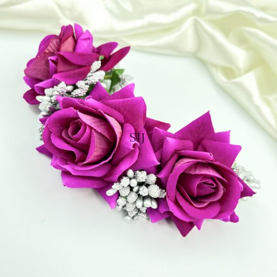 Beautiful Rose with Handcrafted Flower Hair Bun 01