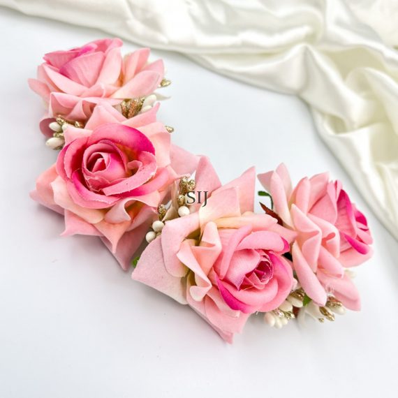 Beautiful Rose with Handcrafted Flower Hair Bun 01