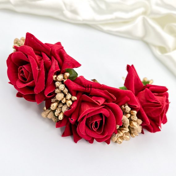 Beautiful Rose with Handcrafted Flower Hair Bun 01