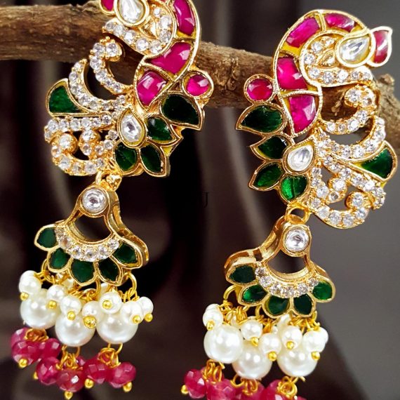 Cute Kundan Jadau Stone Earring Drops