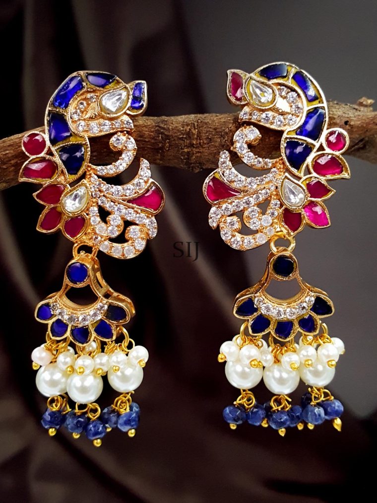 Cute Kundan Jadau Stone Earring Drops