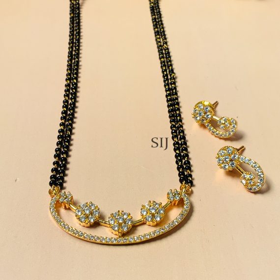 Enchanting Floral Gold Plated Mangalsutra With Pair Of Earrings